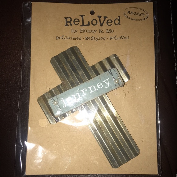 Honey and Me- 'Journey' Cross magnet- rustic tin metal vintage style decor- NWT - Picture 2 of 4